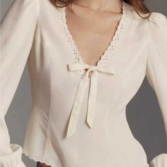 Reformation Vivia Scalloped Bow Top – Size 12 (fits like 10) – NWT - Picture 2 of 5